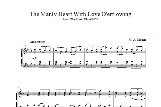 Wolfgang Amadeus Mozart The Manly Heart With Love O'erflowing (from The Magic Flute, K620) sheet music notes and chords arranged for Piano, Vocal & Guitar Chords
