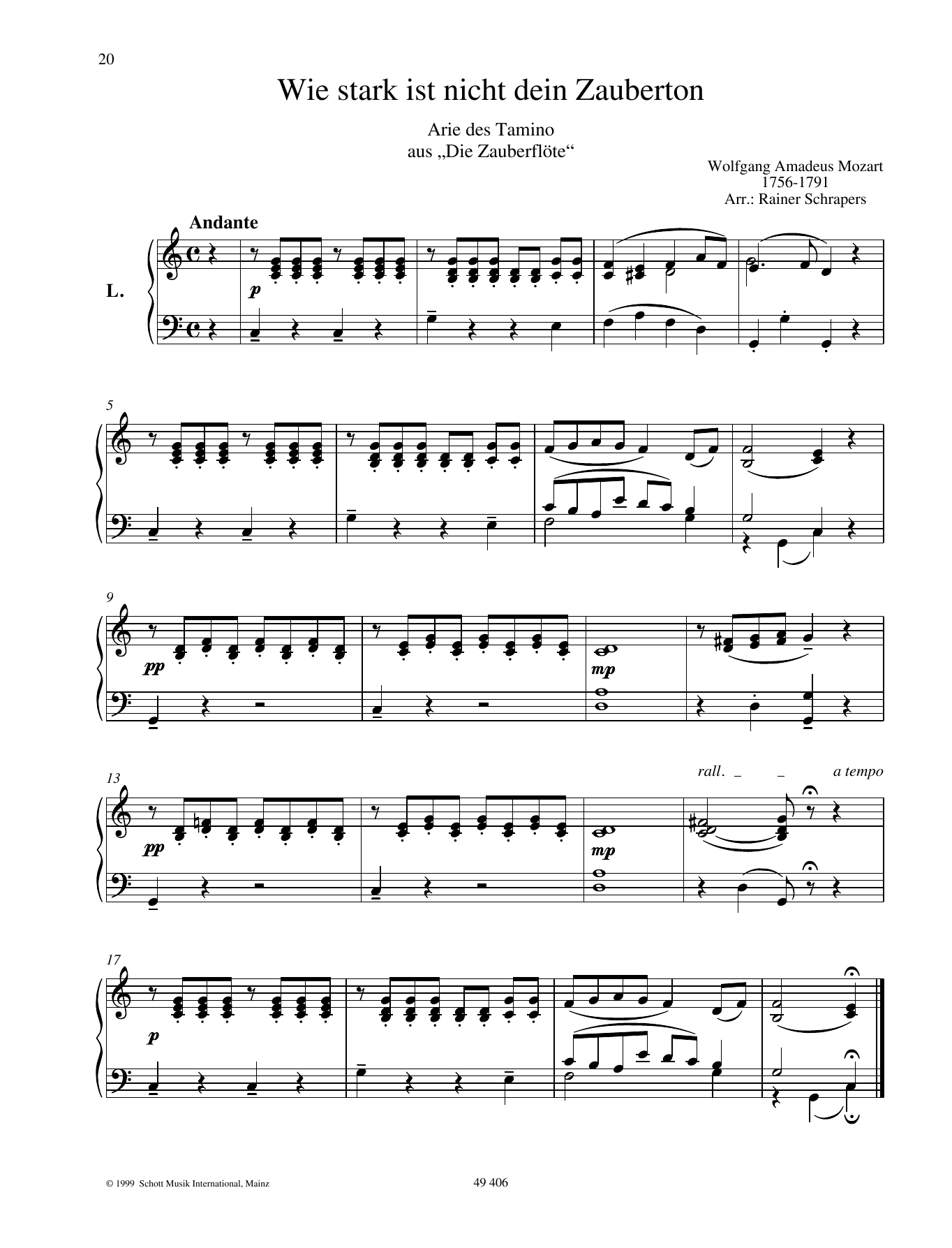 Wolfgang Amadeus Mozart Wie stark ist nicht dein Zauberton sheet music notes and chords arranged for Piano Duet
