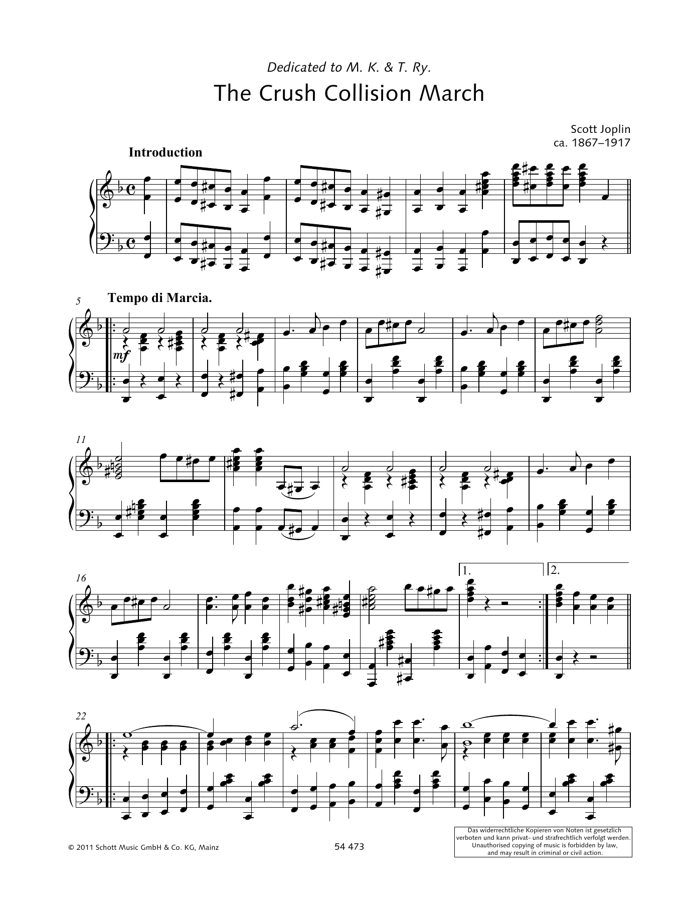 Wolfgang Birtel The Crush Collision March sheet music notes and chords arranged for Piano Solo