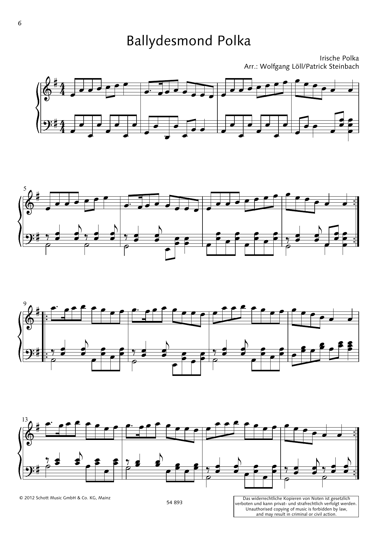 Wolfgang Löll Ballydesmond Polka sheet music notes and chords arranged for Piano Solo
