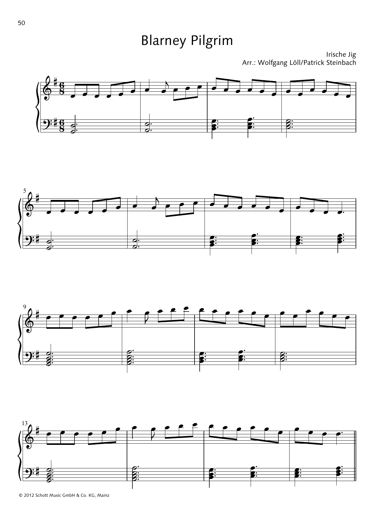 Wolfgang Löll Blarney Pilgrim sheet music notes and chords arranged for Piano Solo