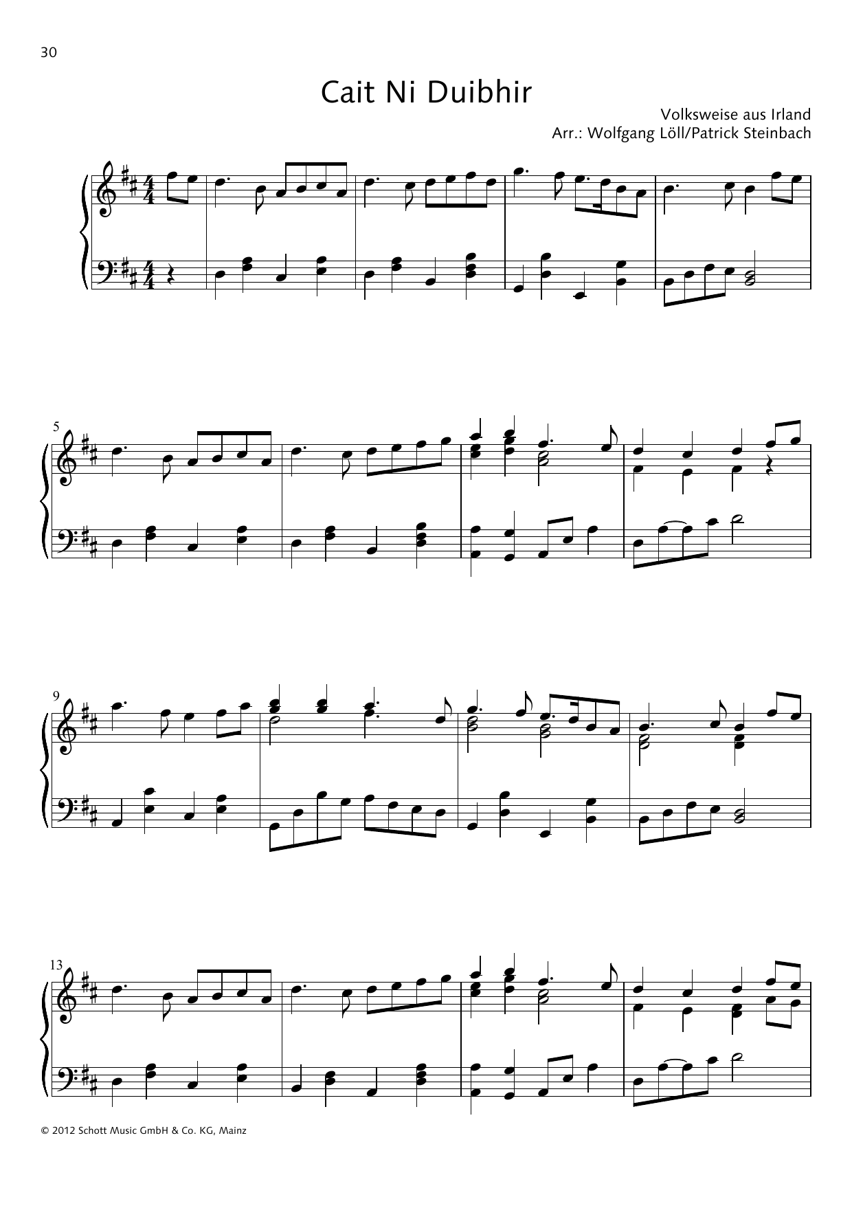 Wolfgang Löll Cait Ni Duibhir sheet music notes and chords arranged for Piano Solo