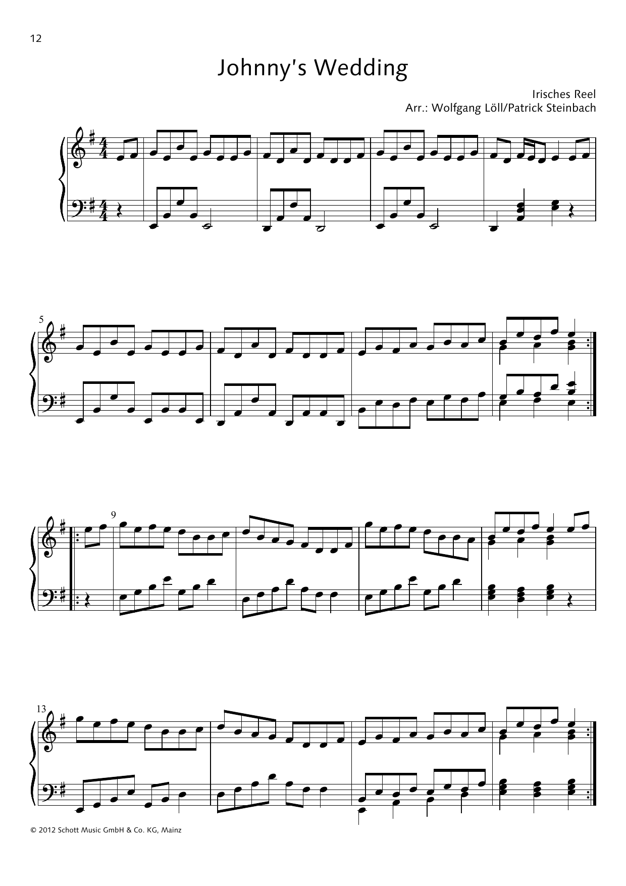 Wolfgang Löll Johnny's Wedding sheet music notes and chords arranged for Piano Solo