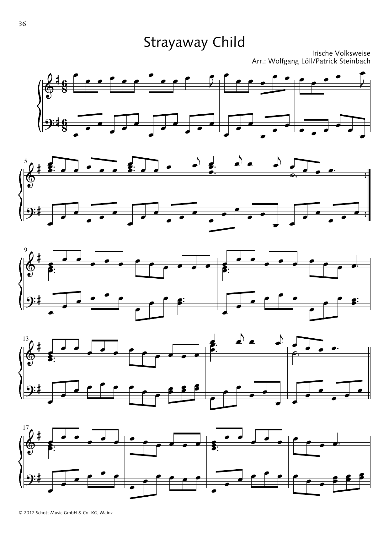 Wolfgang Löll Strayaway Child sheet music notes and chords arranged for Piano Solo