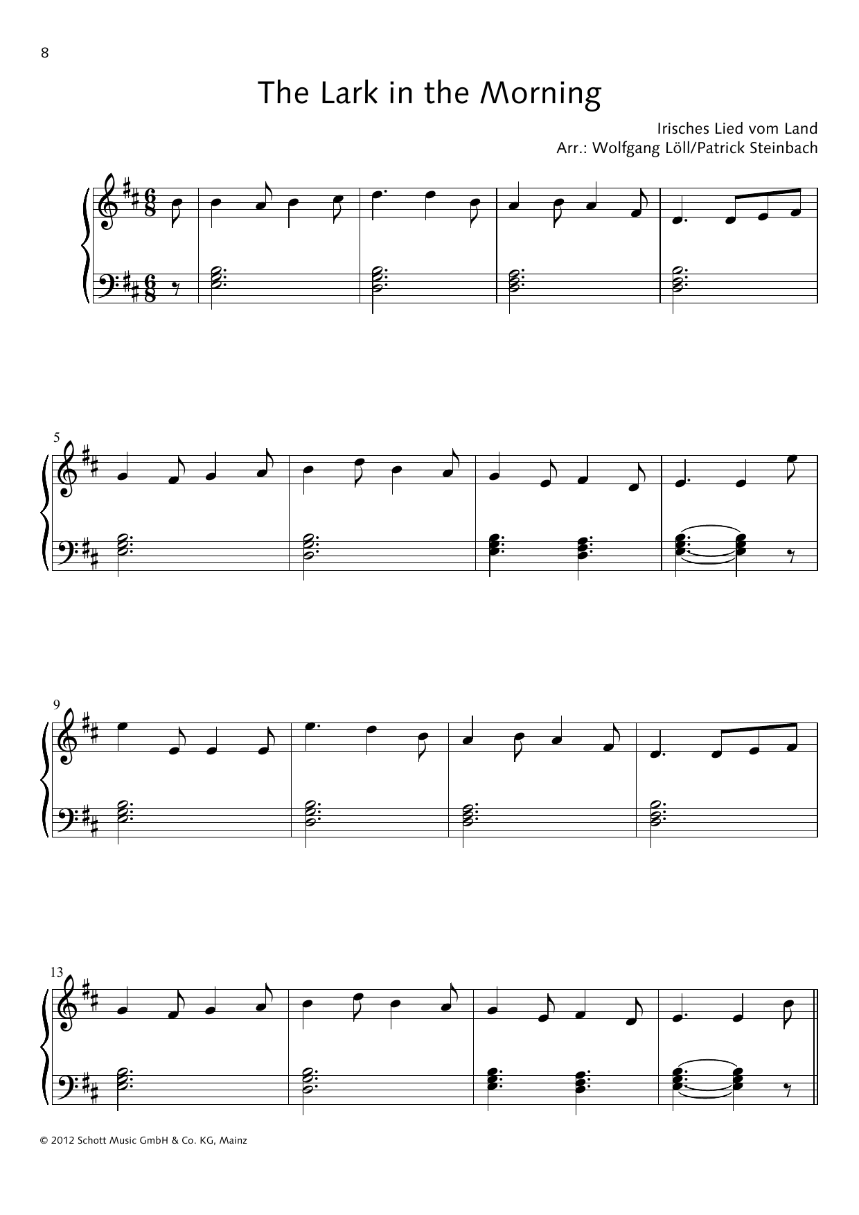 Wolfgang Löll The Lark in the Morning sheet music notes and chords arranged for Piano Solo