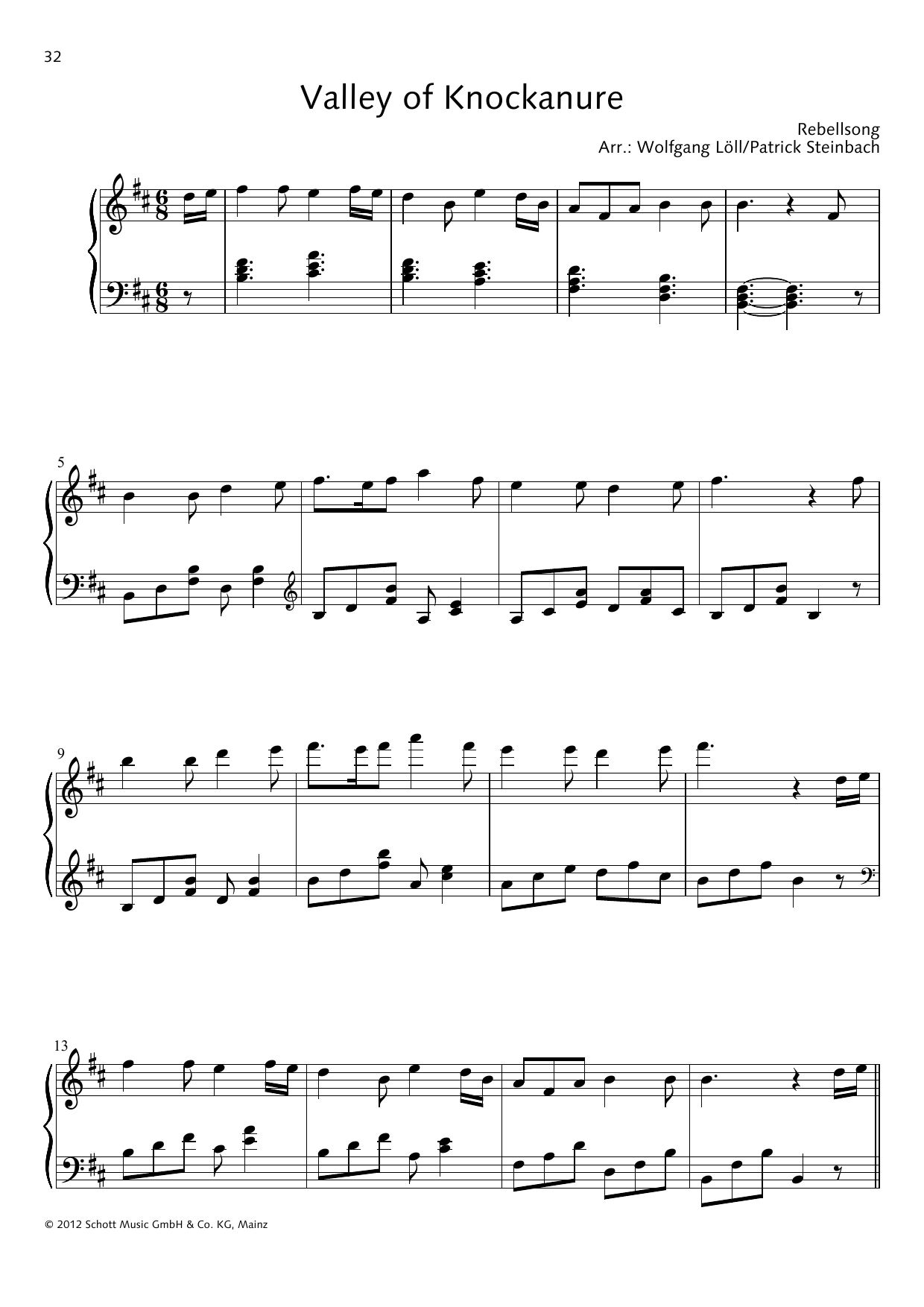 Wolfgang Löll Valley of Knockanure sheet music notes and chords arranged for Piano Solo