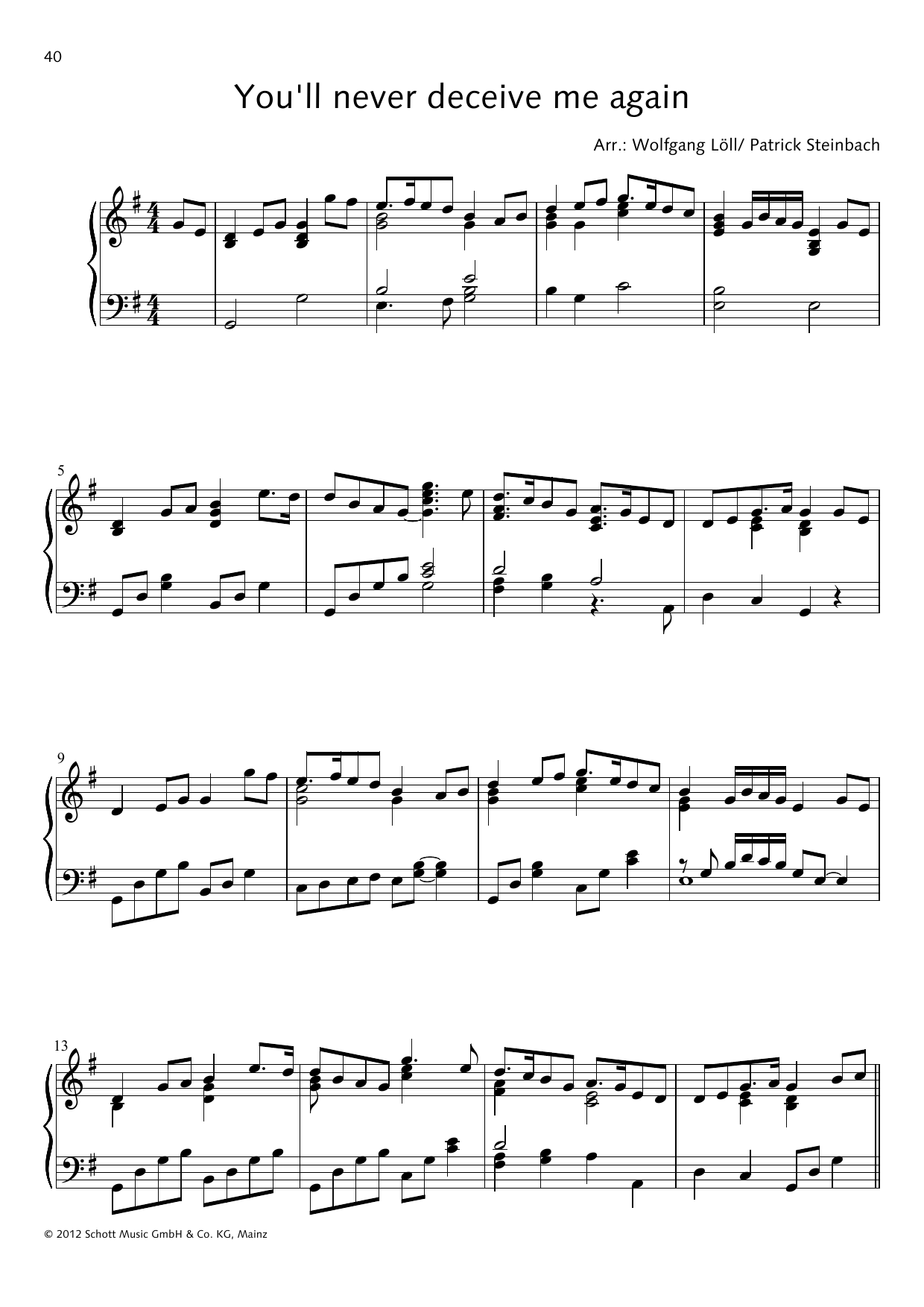 Wolfgang Löll You'll never deceive me again sheet music notes and chords arranged for Piano Solo