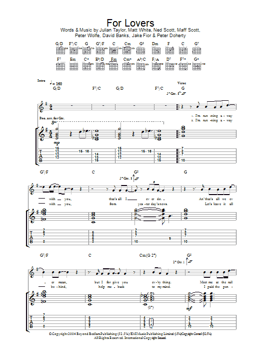 Wolfman feat. Pete Doherty For Lovers sheet music notes and chords arranged for Guitar Tab