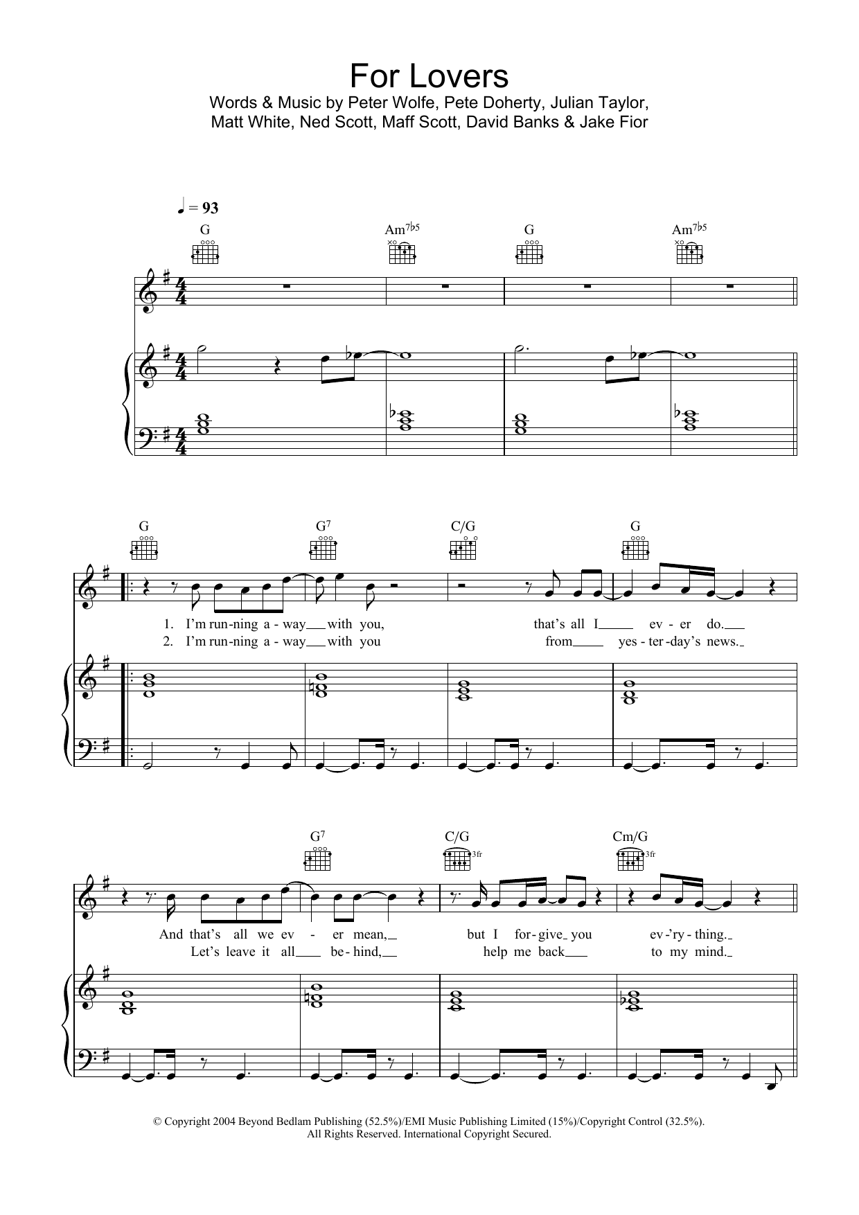 Wolfman For Lovers (featuring Pete Doherty) sheet music notes and chords arranged for Guitar Chords/Lyrics