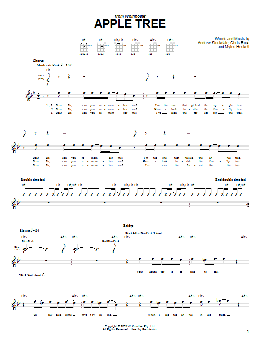 Wolfmother Apple Tree sheet music notes and chords arranged for Guitar Tab
