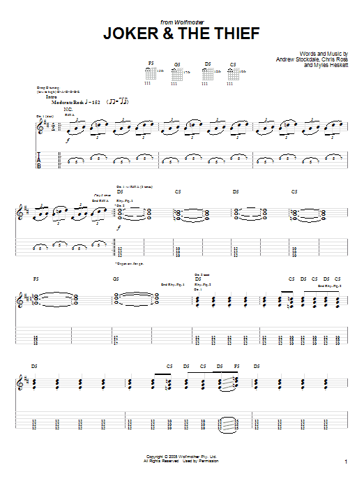 Wolfmother Joker & The Thief sheet music notes and chords arranged for Guitar Chords/Lyrics