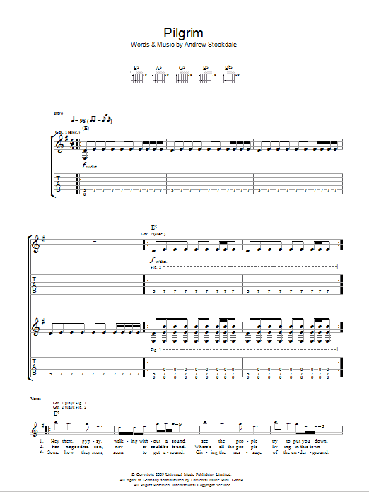 Wolfmother Pilgrim sheet music notes and chords arranged for Guitar Tab