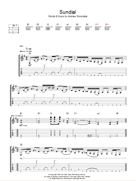 Wolfmother Sundial sheet music notes and chords arranged for Guitar Tab