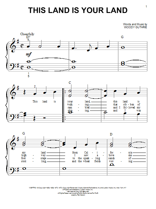 Woody & Arlo Guthrie This Land Is Your Land sheet music notes and chords arranged for Easy Ukulele Tab