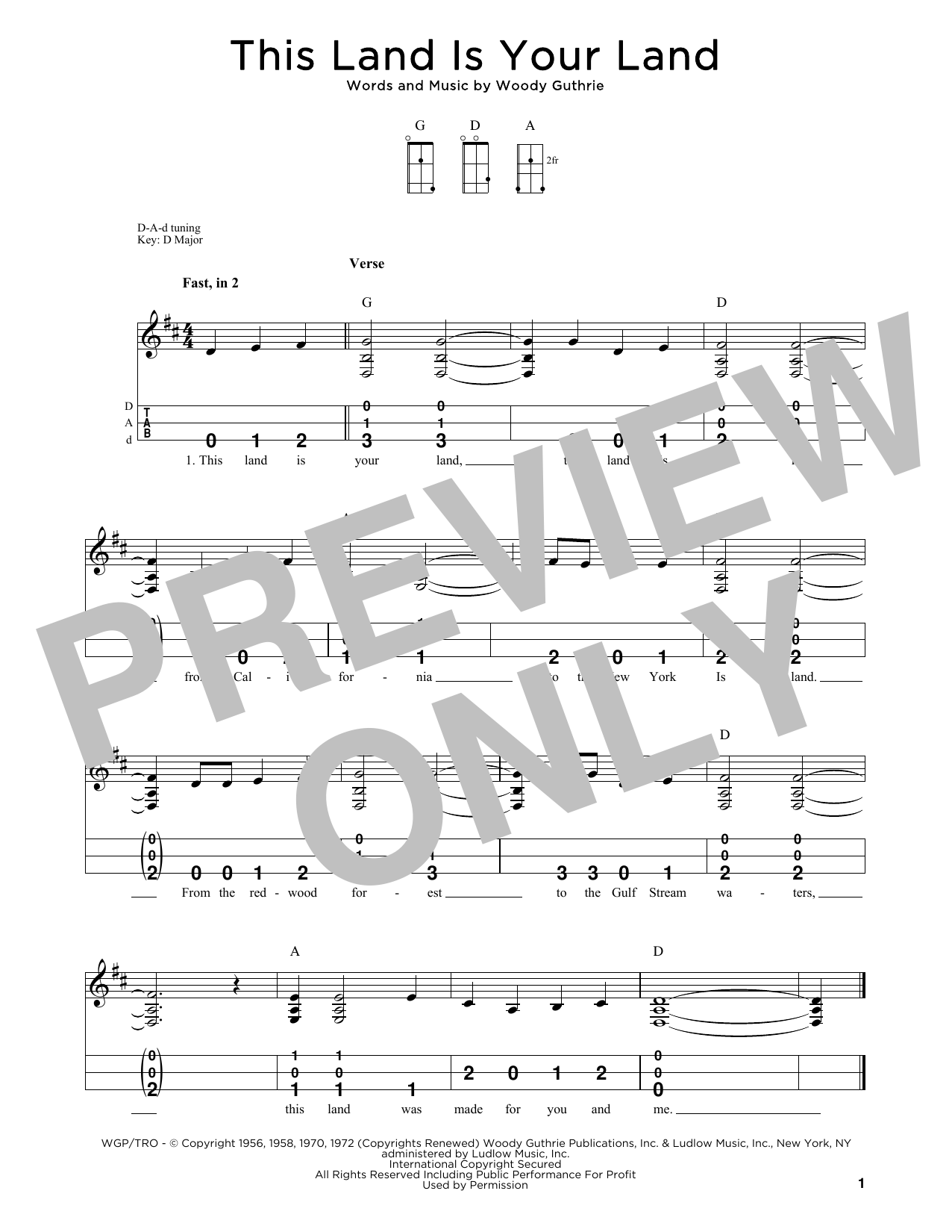 Woody Guthrie This Land Is Your Land (arr. Steven B. Eulberg) sheet music notes and chords arranged for Dulcimer