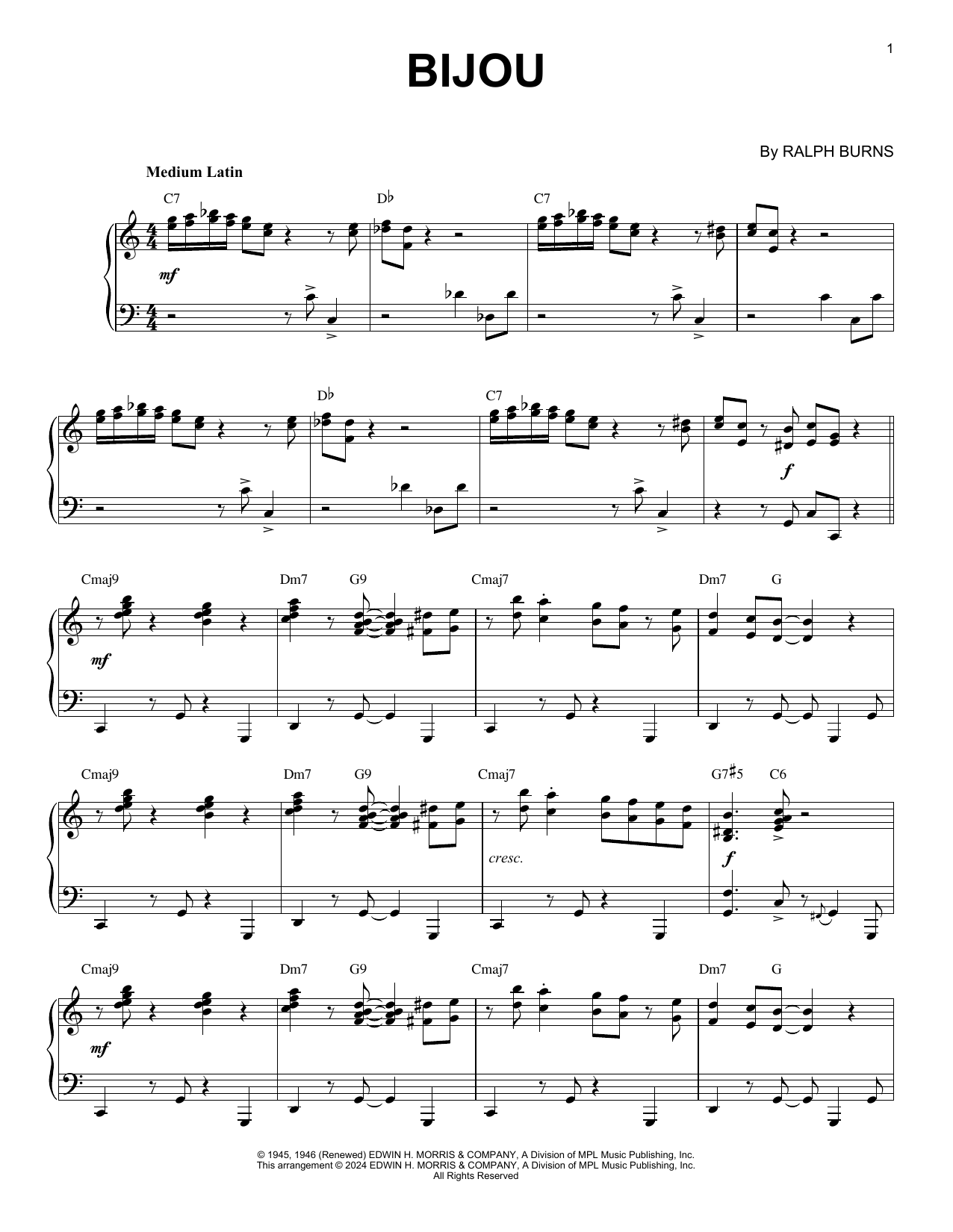 Woody Herman & His Orchestra Bijou (arr. Brent Edstrom) sheet music notes and chords arranged for Piano Solo