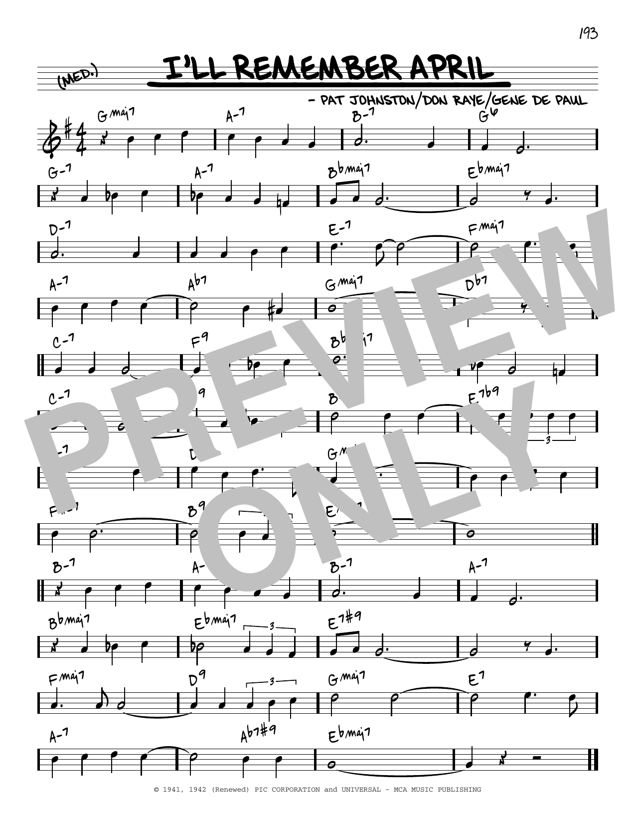 Woody Herman & His Orchestra I'll Remember April [Reharmonized version] (arr. Jack Grassel) sheet music notes and chords arranged for Real Book – Melody & Chords
