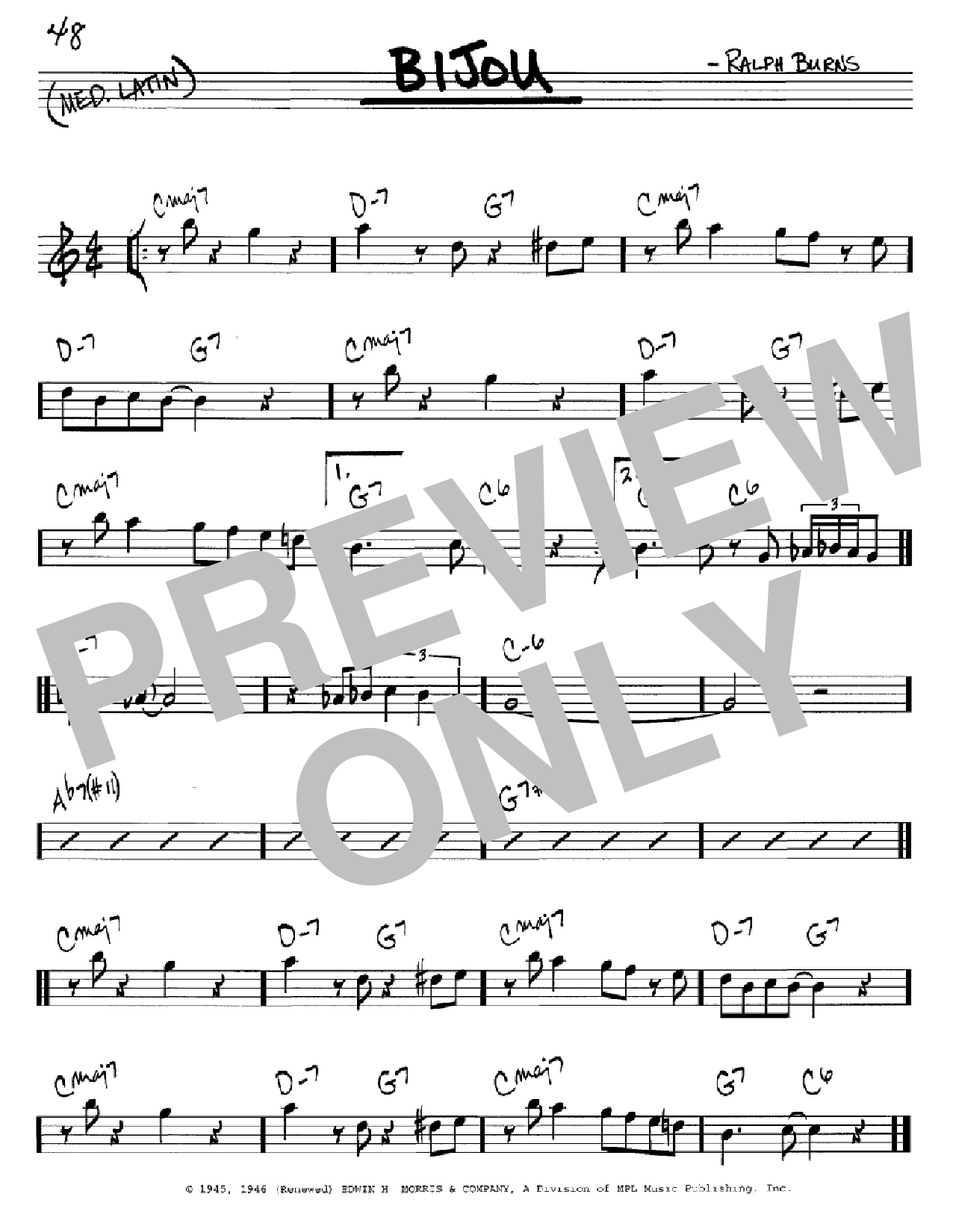 Woody Herman Bijou sheet music notes and chords arranged for Real Book – Melody & Chords – C Instruments