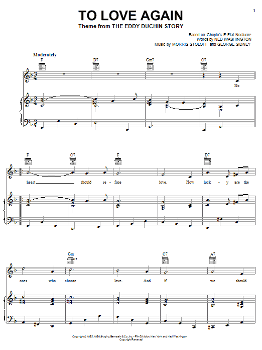 Woody Herman To Love Again sheet music notes and chords arranged for Piano, Vocal & Guitar Chords (Right-Hand Melody)