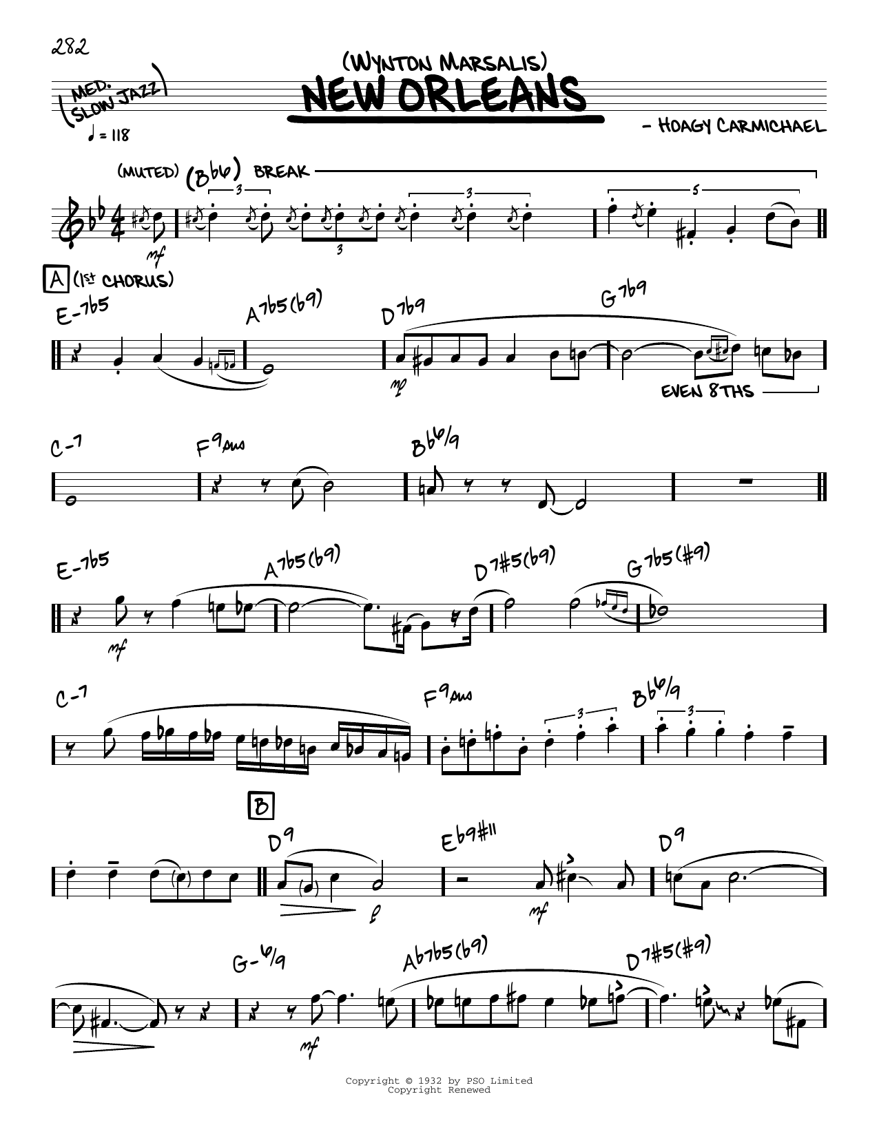 Wynton Marsalis New Orleans (solo only) sheet music notes and chords arranged for Real Book – Melody & Chords