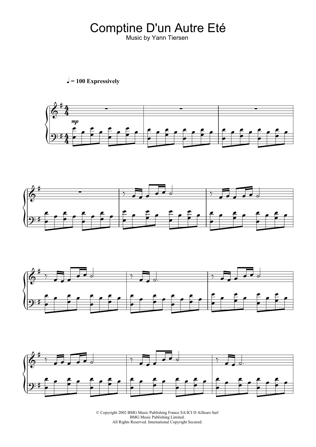 Yann Tiersen Comptine D'un Autre Ete (from Amelie) sheet music notes and chords arranged for Piano Solo