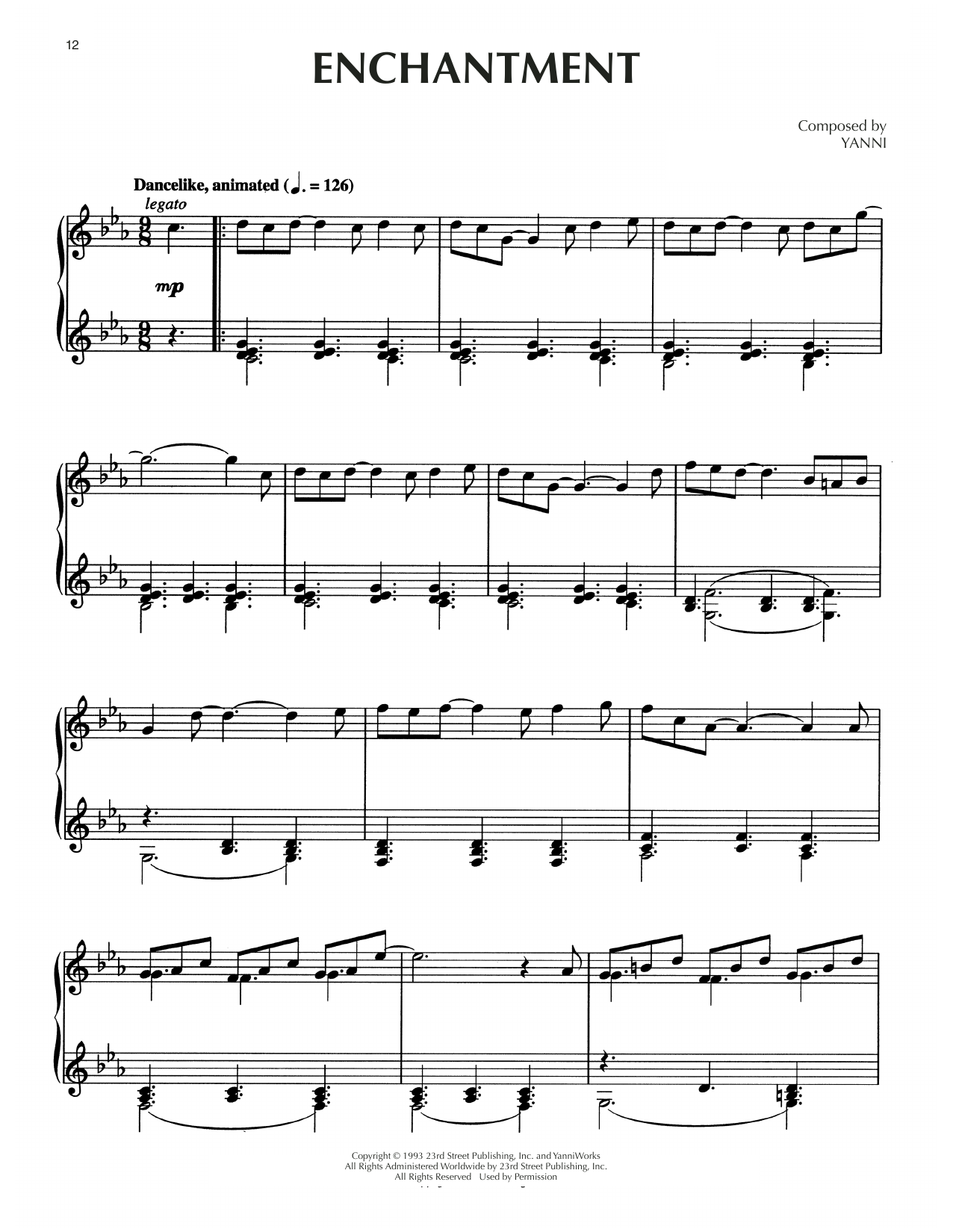Yanni Enchantment sheet music notes and chords arranged for Piano Solo