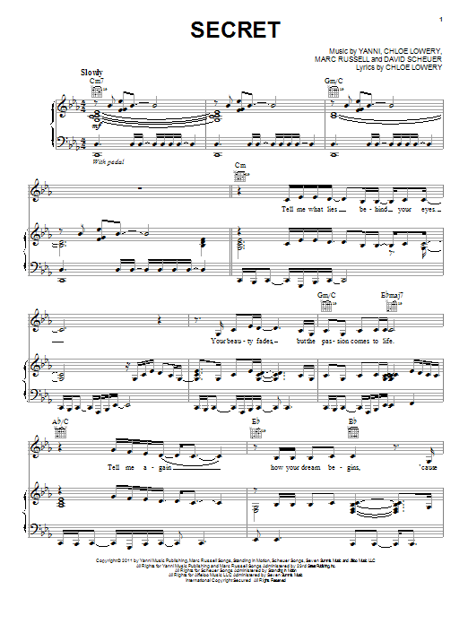Yanni Secret sheet music notes and chords arranged for Piano Solo