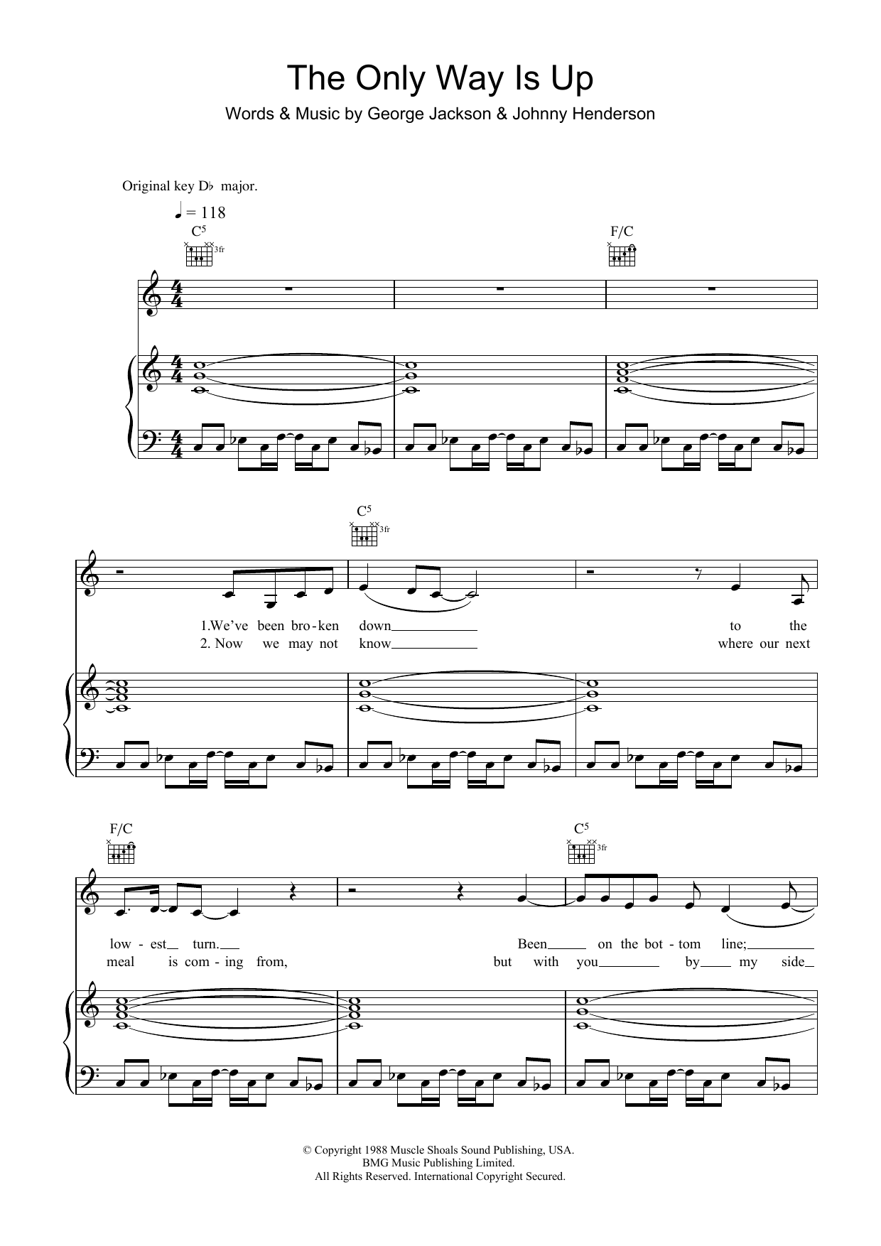 Yazz The Only Way Is Up sheet music notes and chords arranged for Piano, Vocal & Guitar Chords