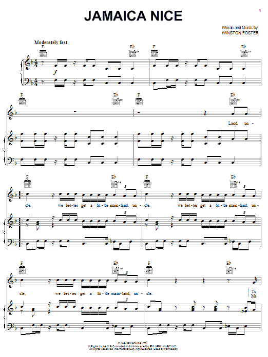 Yellowman Jamaica Nice sheet music notes and chords arranged for Piano, Vocal & Guitar Chords (Right-Hand Melody)