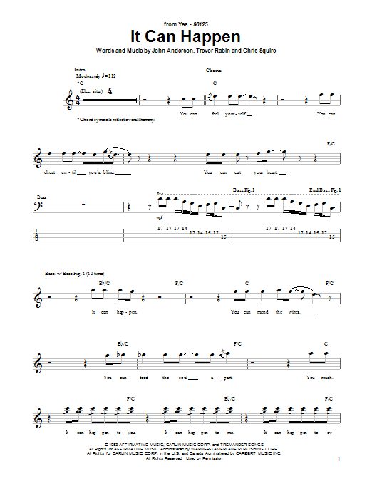 Yes It Can Happen sheet music notes and chords arranged for Guitar Chords/Lyrics