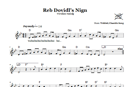 Yiddish/Chasidic Song Reb Dovidl's Nign (Wordless Melody) sheet music notes and chords arranged for Lead Sheet / Fake Book