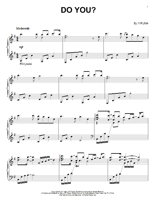 Yiruma Do You? sheet music notes and chords arranged for Easy Piano
