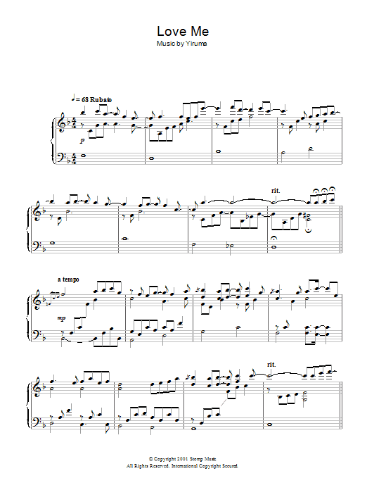 Yiruma Love Me sheet music notes and chords arranged for Easy Piano