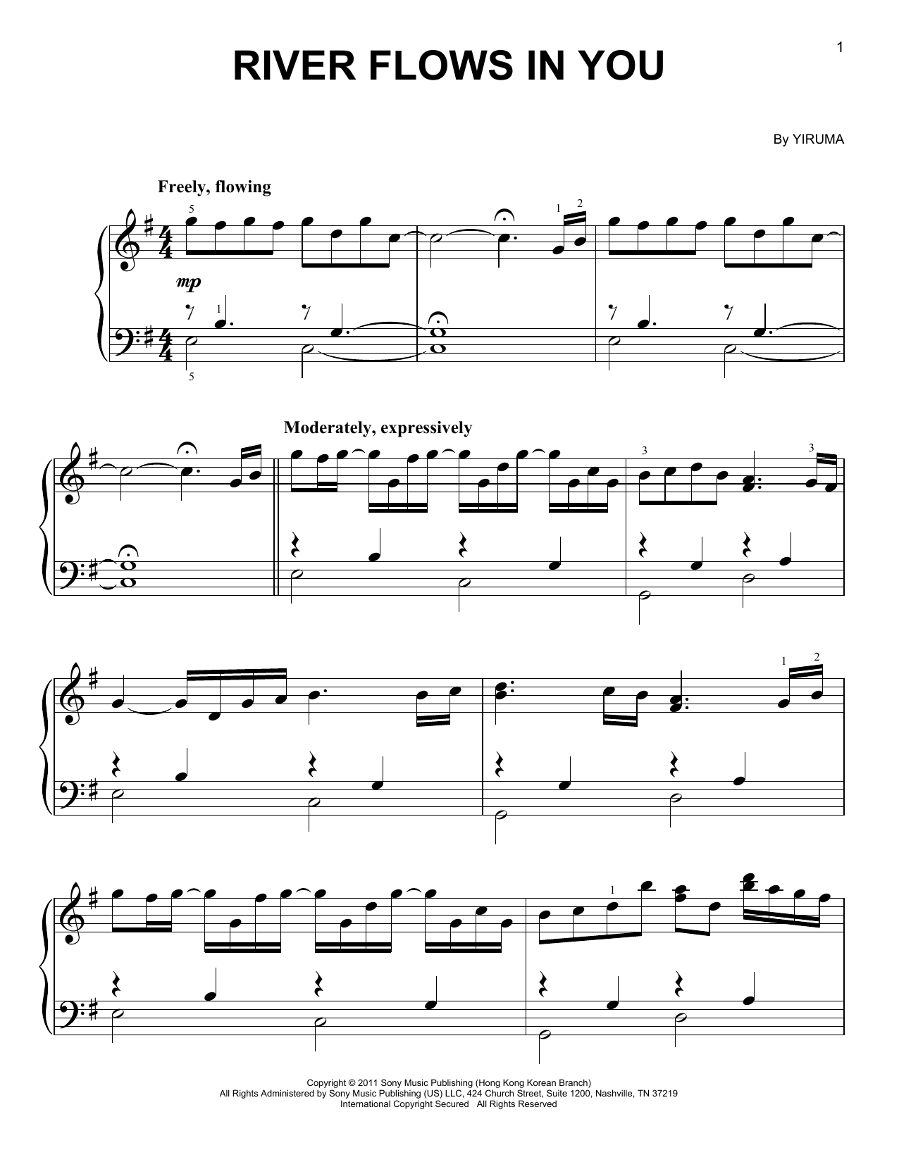 Yiruma River Flows In You sheet music notes and chords arranged for Solo Guitar