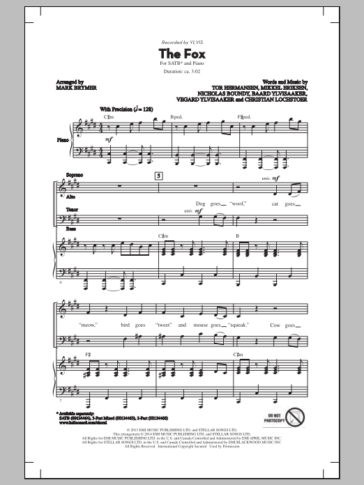 Ylvis The Fox (What Does The Fox Say?) (arr. Mark Brymer) sheet music notes and chords arranged for 2-Part Choir