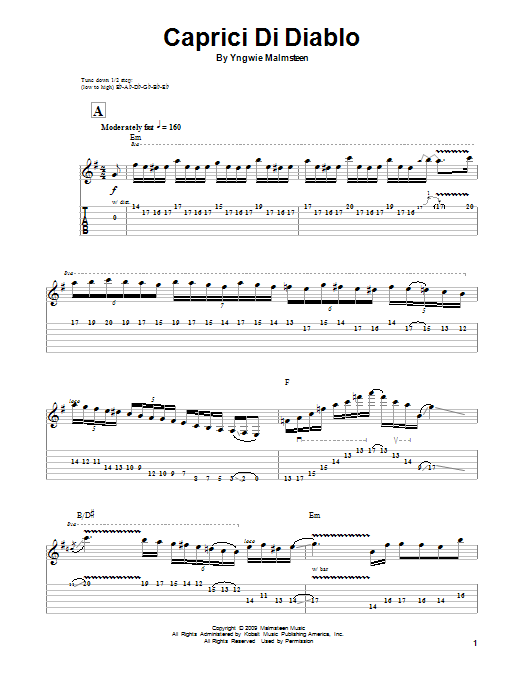 Yngwie Malmsteen Caprici Di Diablo sheet music notes and chords arranged for Guitar Tab (Single Guitar)