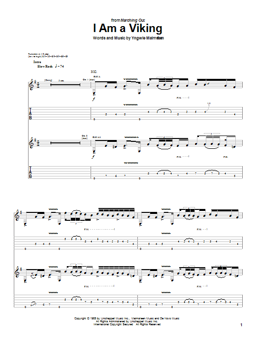 Yngwie Malmsteen I Am A Viking sheet music notes and chords arranged for Guitar Tab