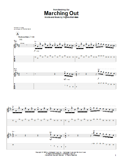 Yngwie Malmsteen Marching Out sheet music notes and chords arranged for Guitar Tab