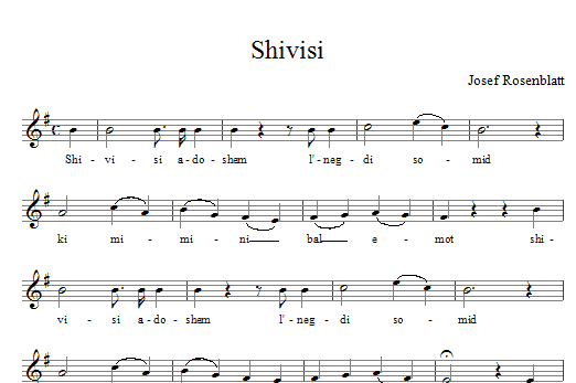Yossele Rosenblatt Shivisi sheet music notes and chords arranged for Lead Sheet / Fake Book