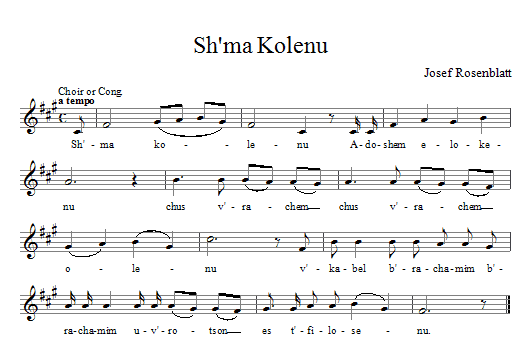 Yossele Rosenblatt Sh'ma Kolenu sheet music notes and chords arranged for Piano & Vocal