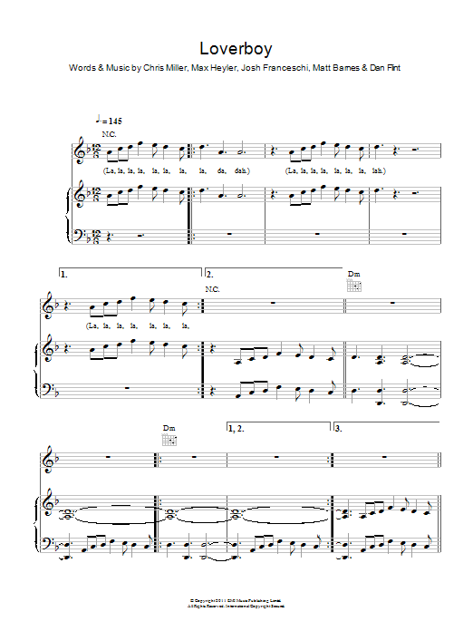 You Me At Six Loverboy sheet music notes and chords arranged for Piano, Vocal & Guitar Chords