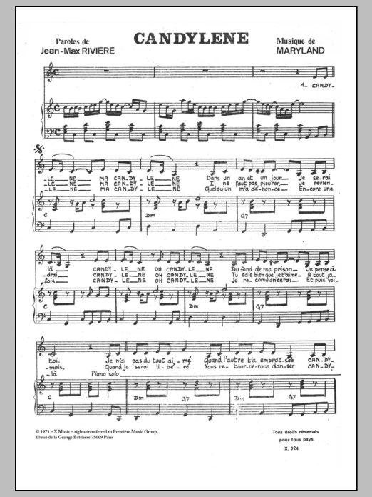 Yves Heuze Candylene sheet music notes and chords arranged for Piano & Vocal