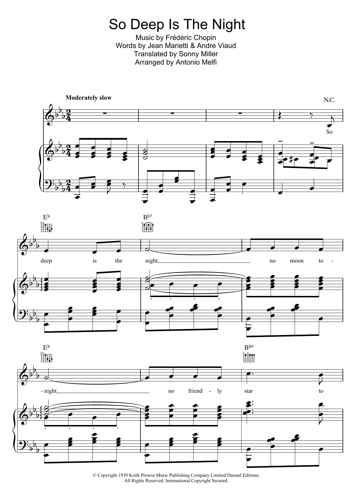 Yvette Darnac So Deep Is The Night sheet music notes and chords arranged for Piano, Vocal & Guitar Chords