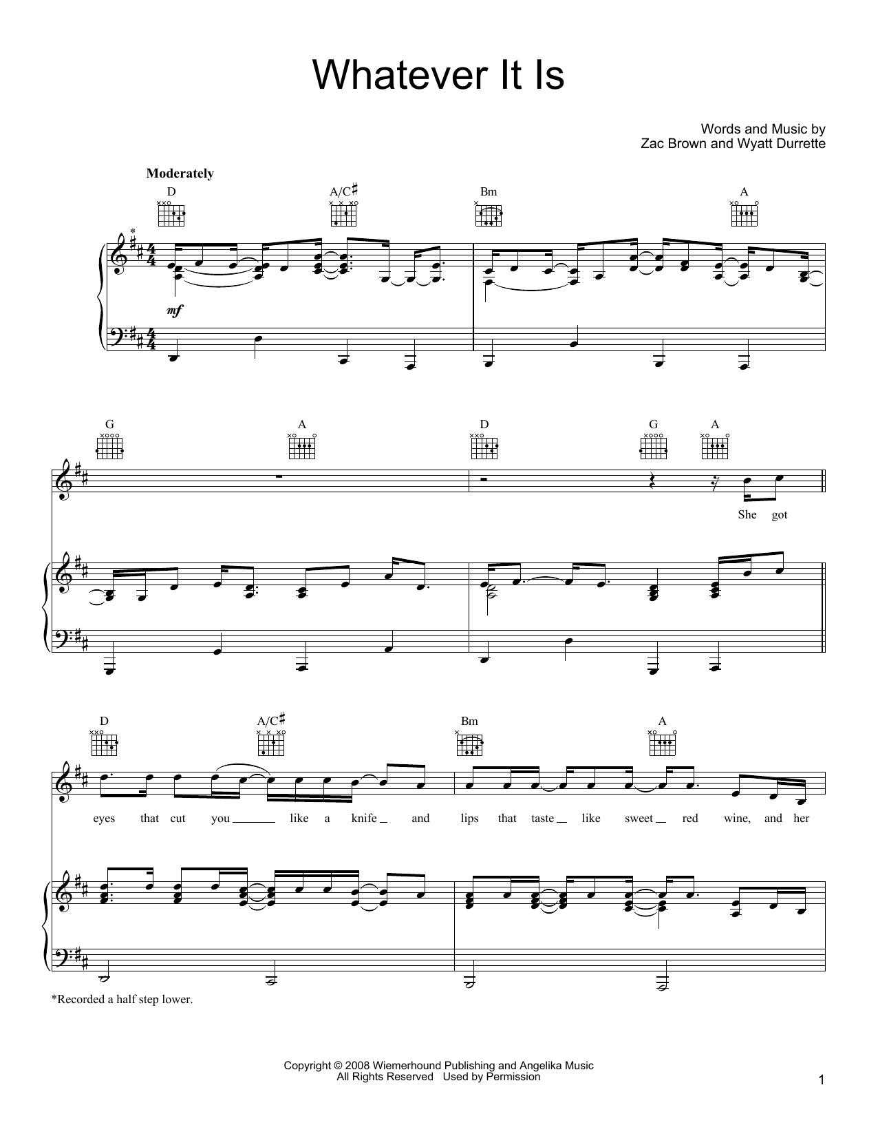 Zac Brown Band Whatever It Is sheet music notes and chords arranged for Easy Guitar