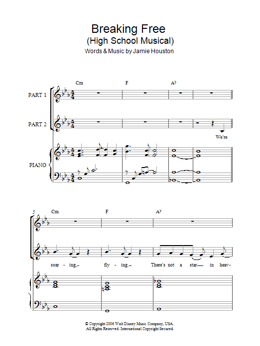 Zac Efron & Vanessa Hudgens Breaking Free (from High School Musical) (arr. Rick Hein) sheet music notes and chords arranged for 2-Part Choir