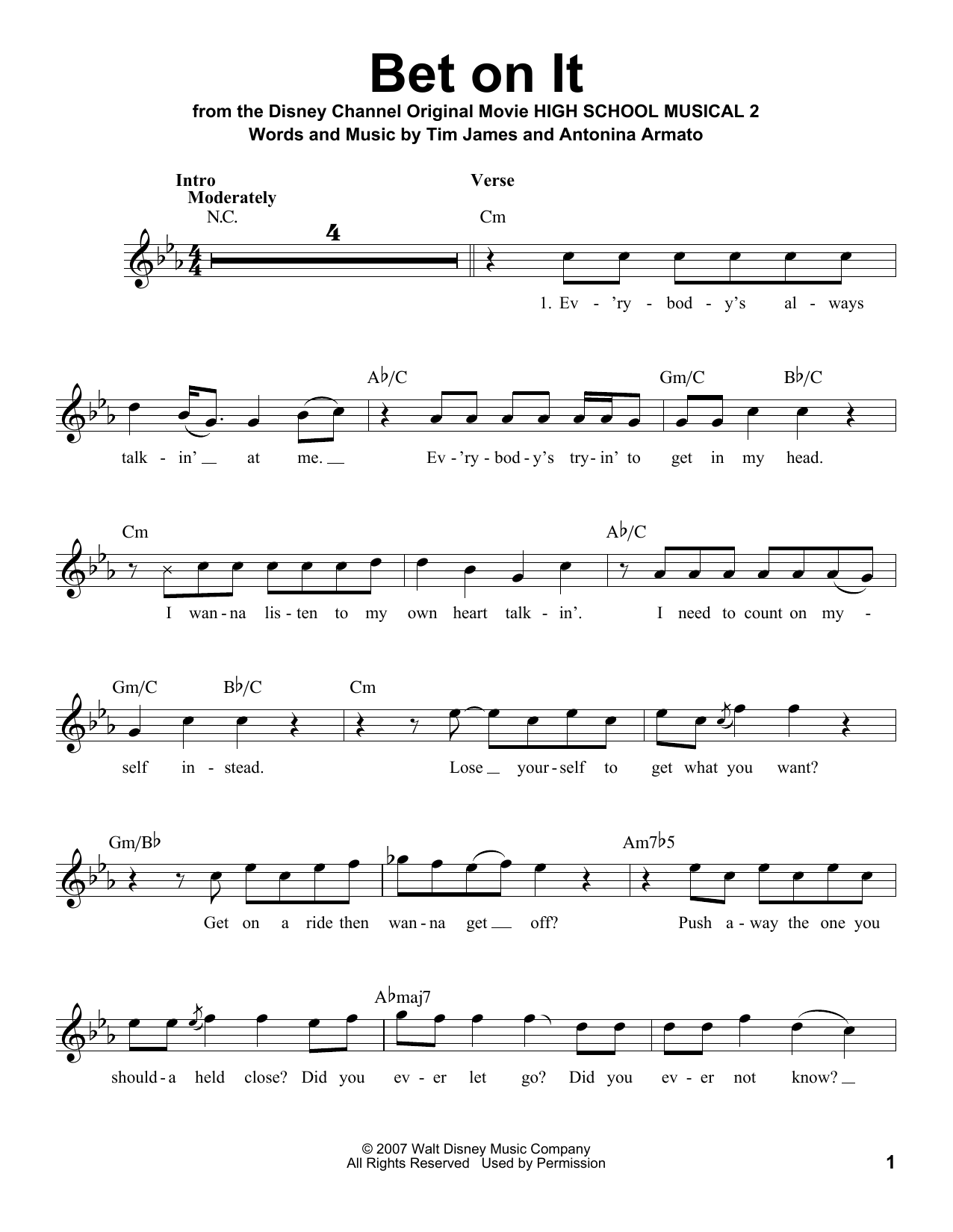 Zac Efron Bet On It sheet music notes and chords arranged for Pro Vocal