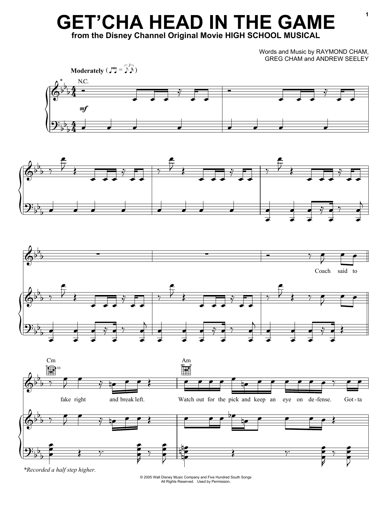 Zac Efron Get'cha Head In The Game (from High School Musical) sheet music notes and chords arranged for Easy Guitar Tab