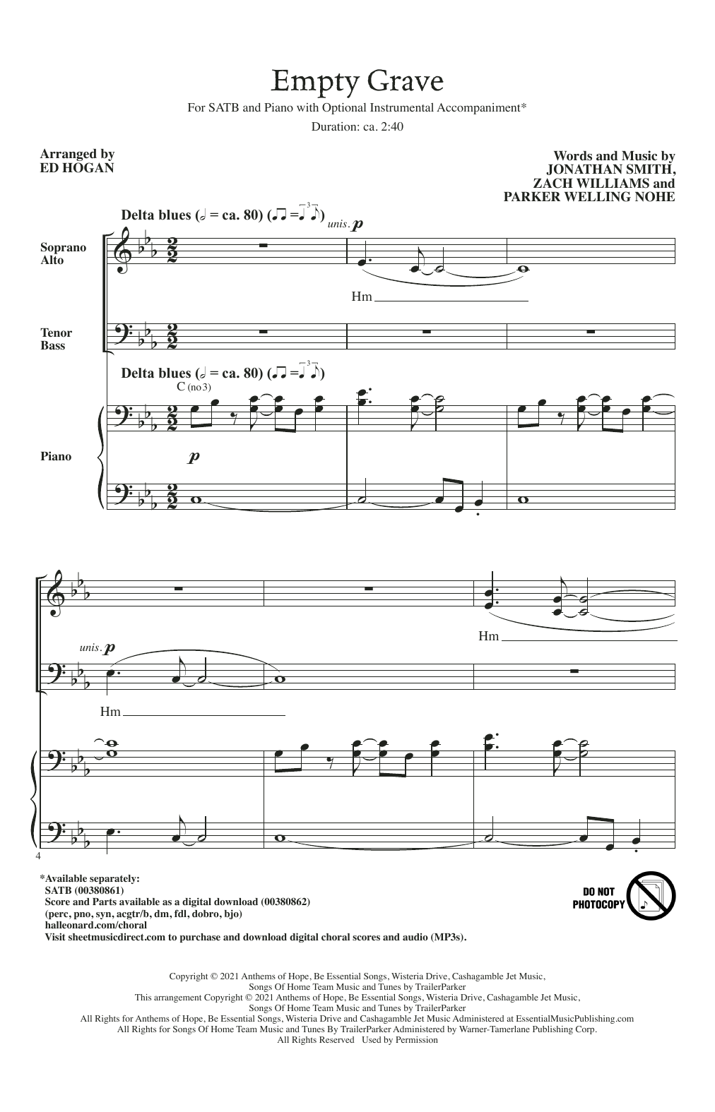 Zach Williams Empty Grave (arr. Ed Hogan) sheet music notes and chords arranged for SATB Choir