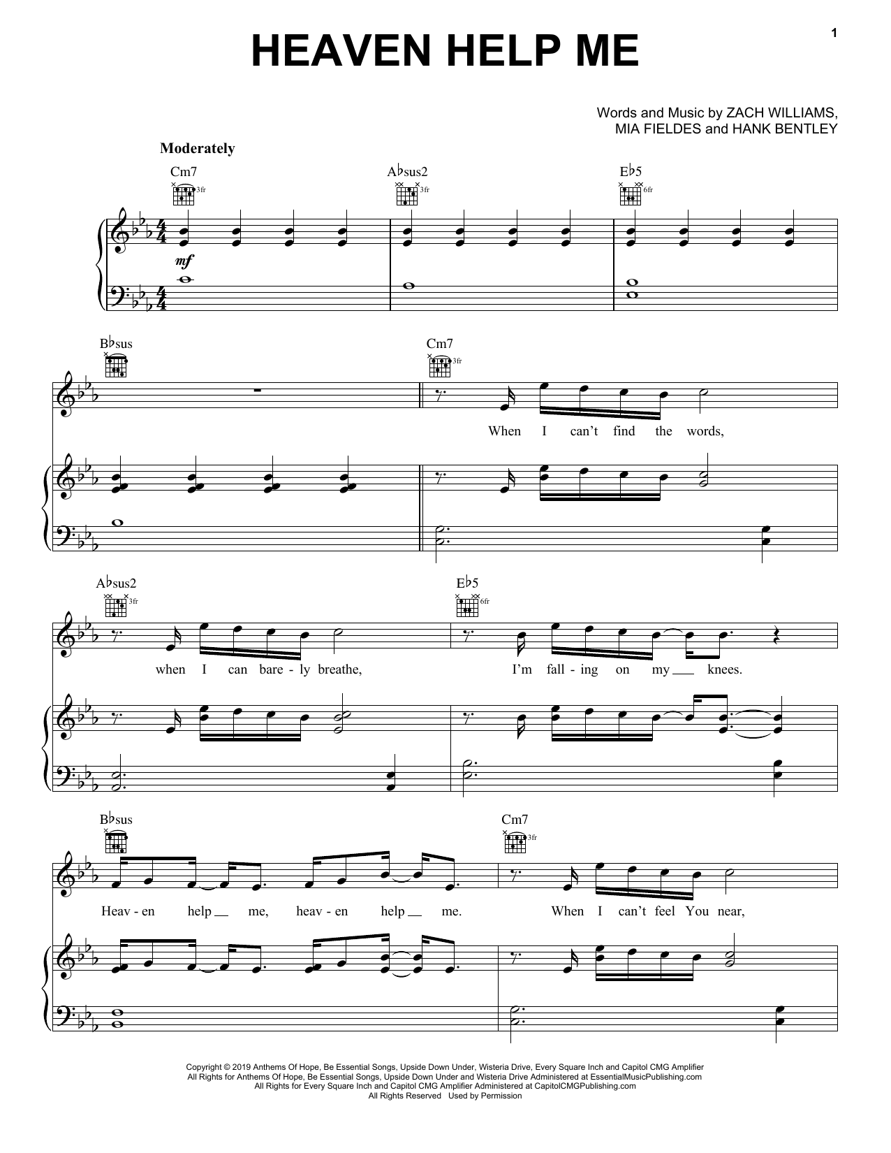 Zach Williams Heaven Help Me sheet music notes and chords arranged for Piano, Vocal & Guitar Chords (Right-Hand Melody)