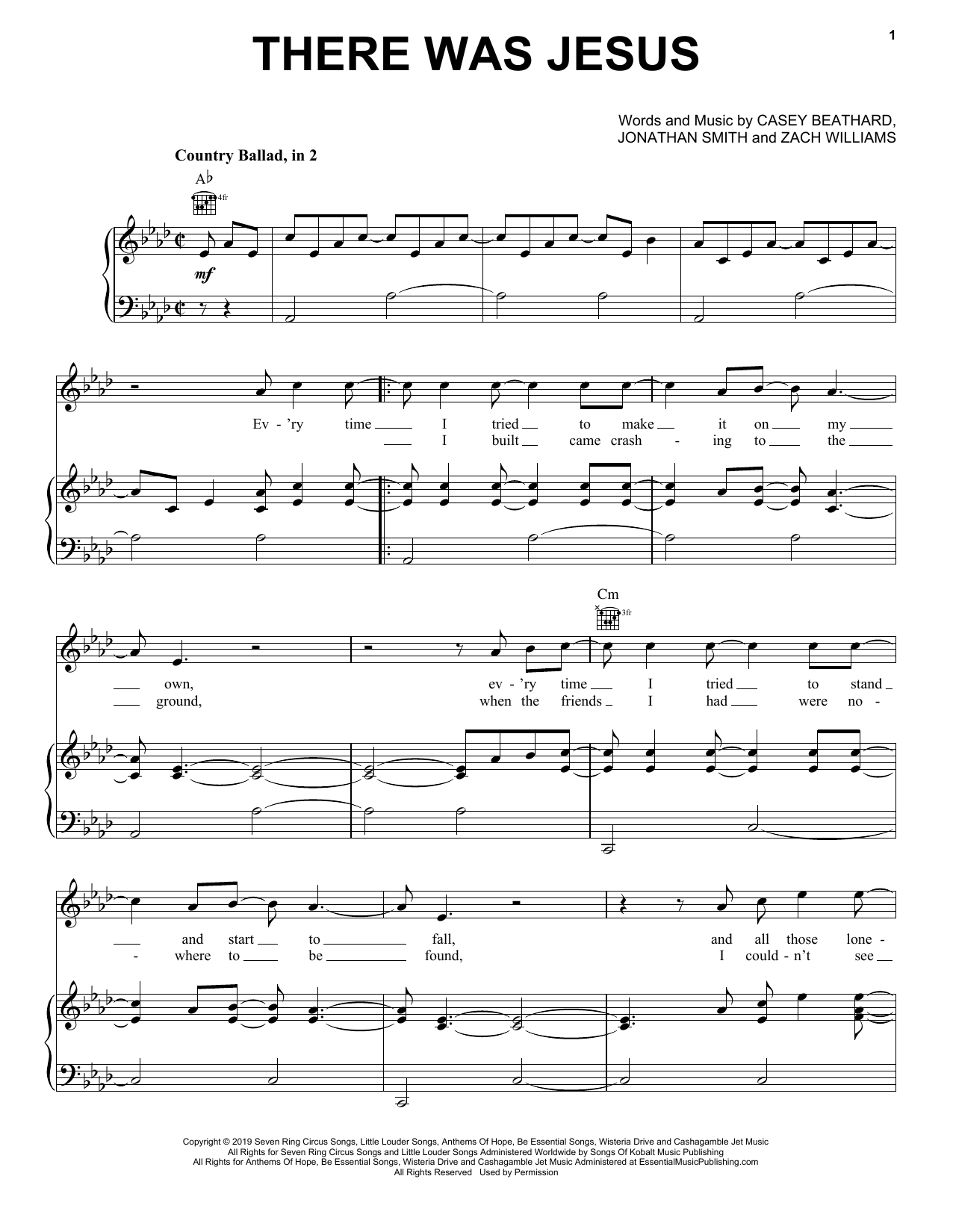 Zach Williams There Was Jesus (feat. Dolly Parton) sheet music notes and chords arranged for Piano, Vocal & Guitar Chords (Right-Hand Melody)